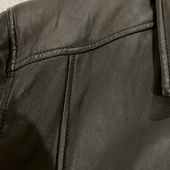 Men’s Big and Tall Size 4X Dark Brown Leather Bomber Jacket - Picture 3 of 7